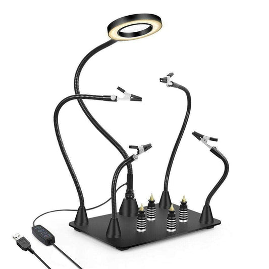 CHEN Tool Magnetic Helping Hands Soldering & Building Aid Tool w/ 3X LED Magnifying Lamp