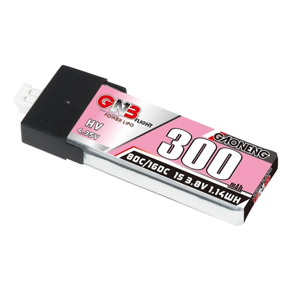 GNB Battery Gaoneng GNB 3.8V 1S 300mAh 80C LiHV Whoop/Micro Battery w/ Plastic Head - PH2.0
