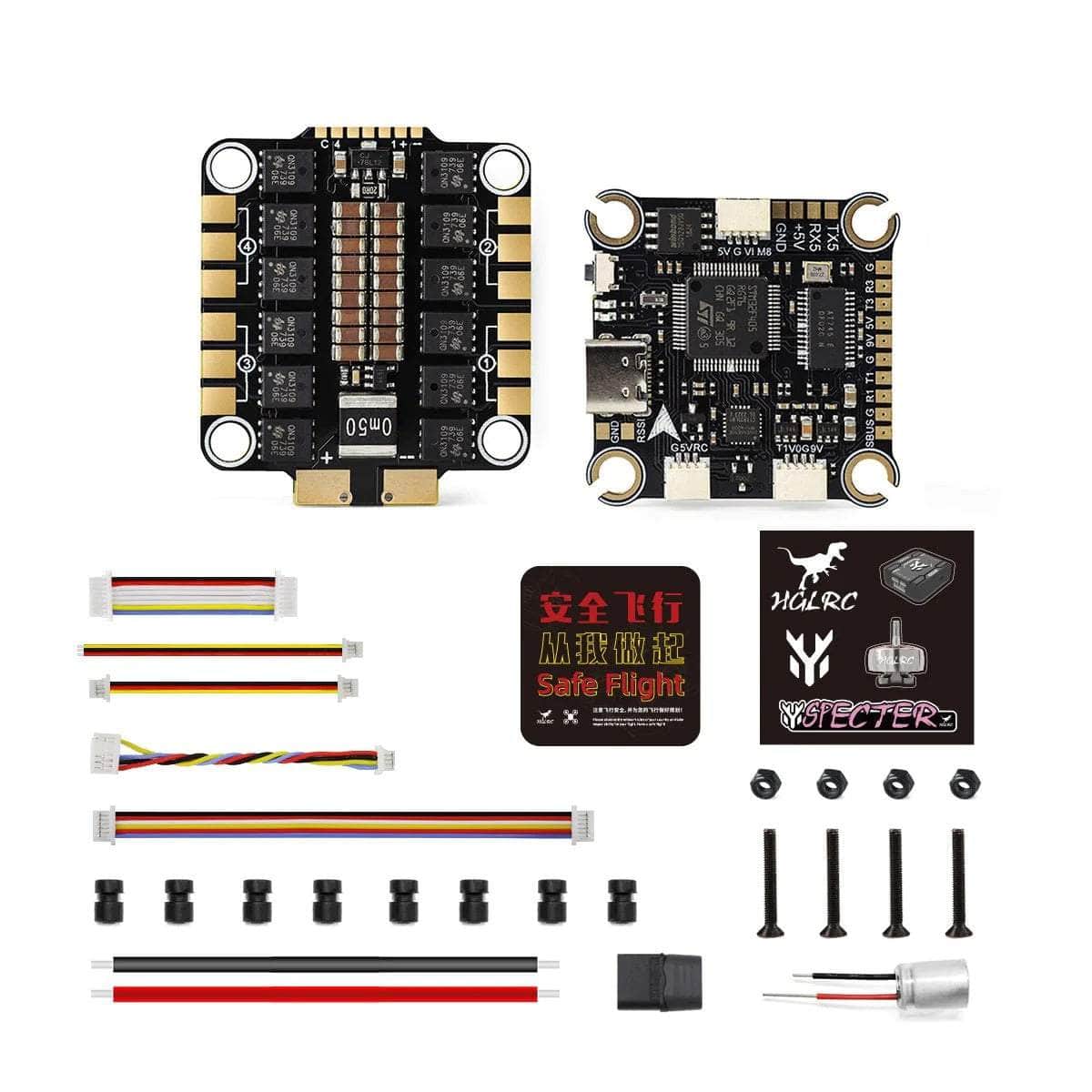 HGLRC Stack HGLRC SPECTER F460 HD 2-6S 30x30 Stack/Combo (F405 V2 FC / 8Bit 60A 4in1 ESC) - MPU6000