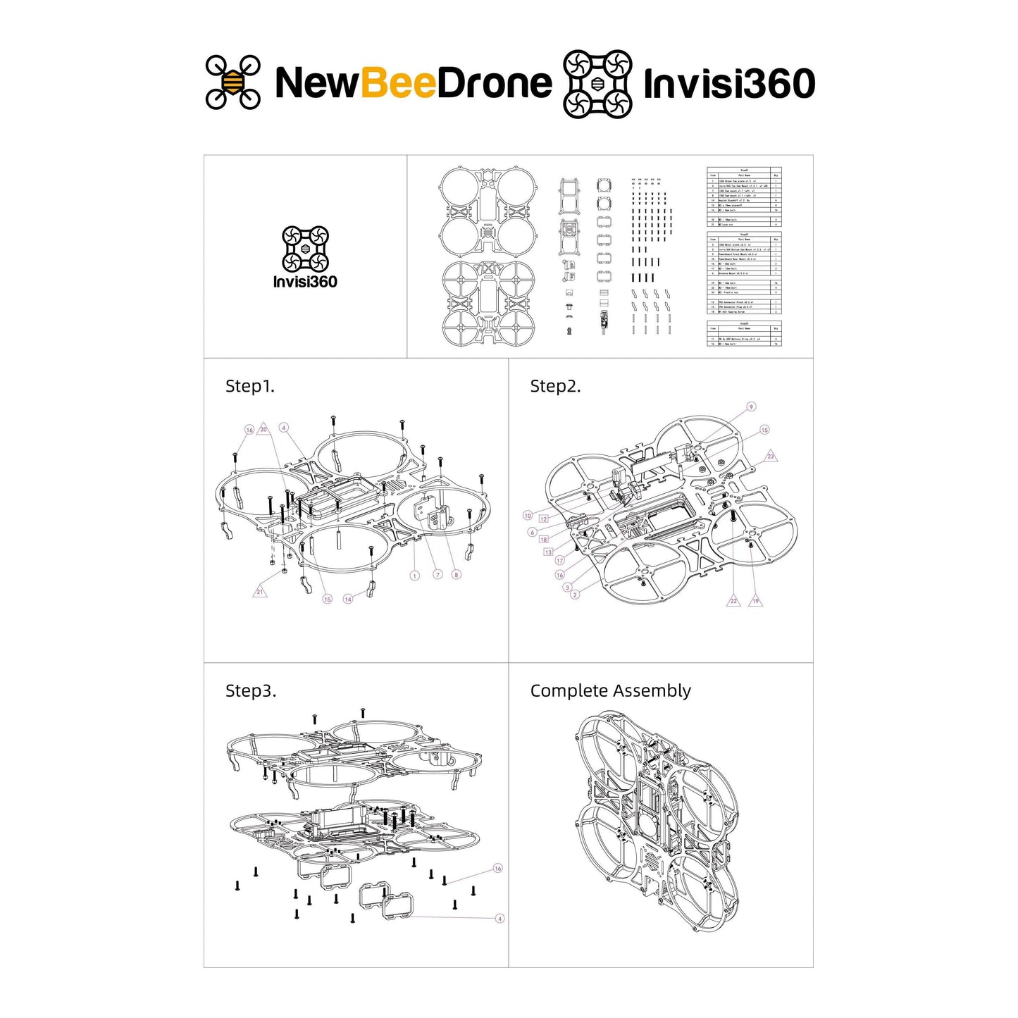 NewBeeDrone Drone Frames NewBeeDrone Invisi360 Cinewhoop Frame Kit