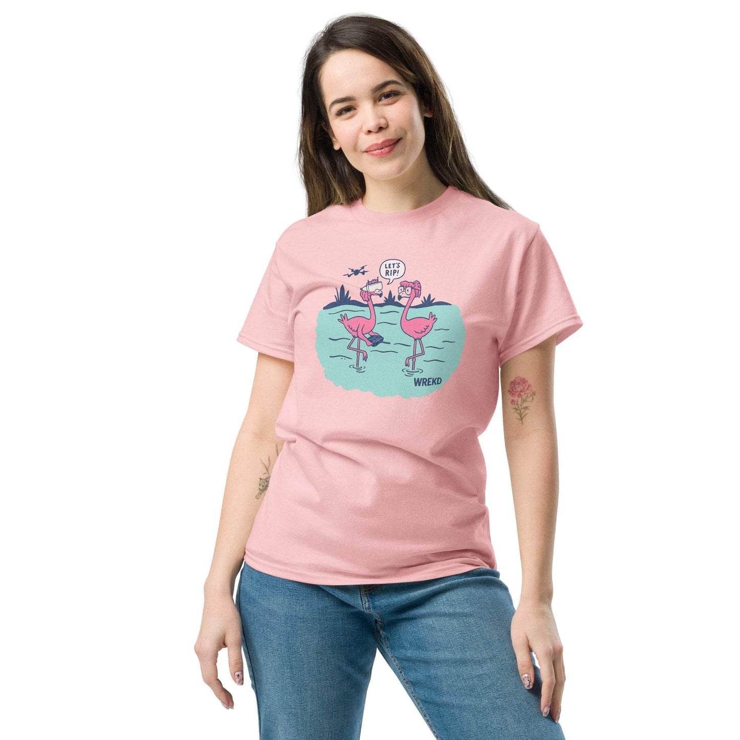 WREKD Co. T-Shirt WREKD® Let's Rip! Pink Flamingo Tee - Classic
