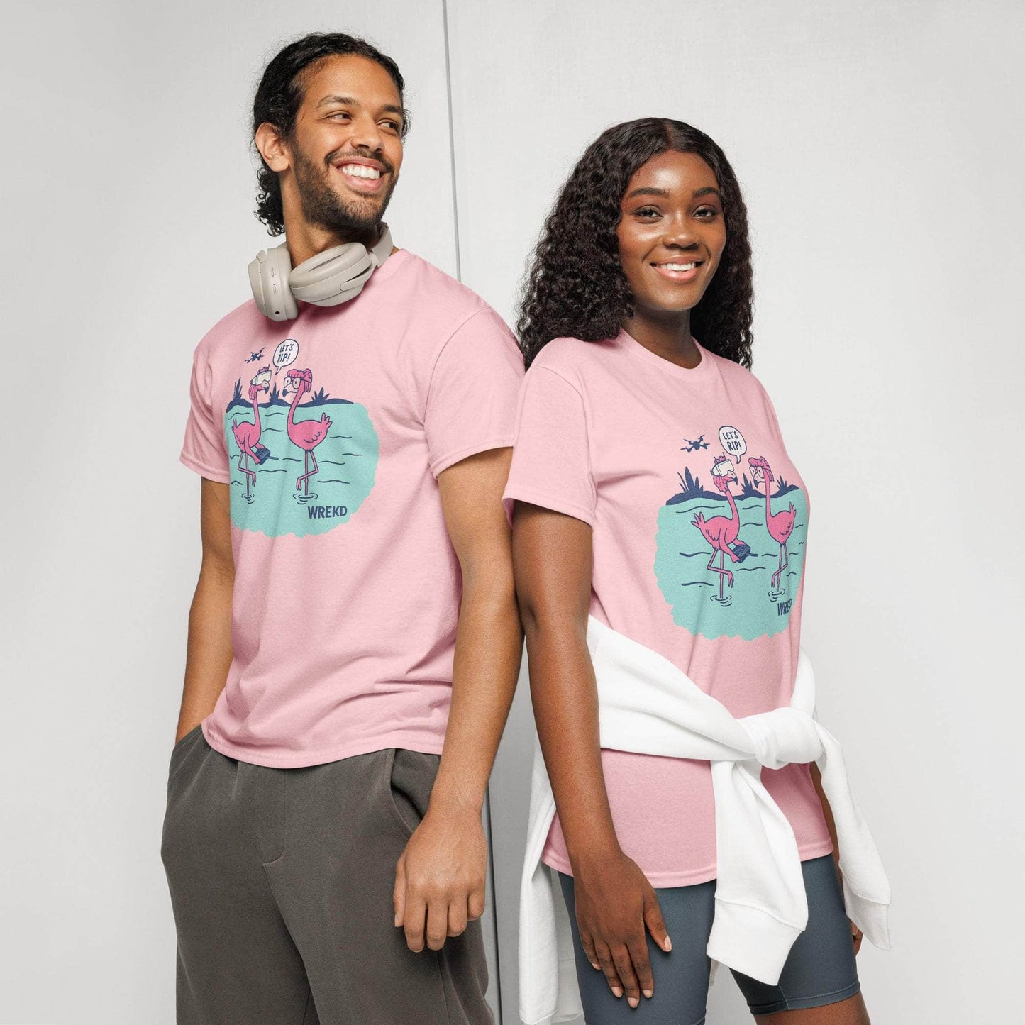 WREKD Co. Clothing, T-Shirt WREKD® Let's Rip! Pink Flamingo Tee - SoftStyle