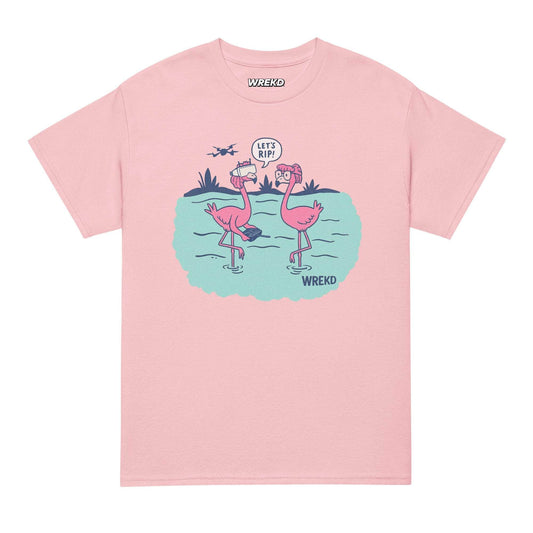 WREKD Co. Clothing, T-Shirt WREKD® Let's Rip! Pink Flamingo Tee - SoftStyle