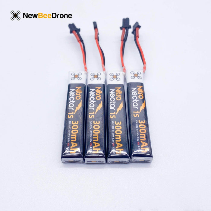 NewBeeDrone Nitro Nectar Gold 300mAh 1S HV LiPo Battery with GNB27 (4 Battery)