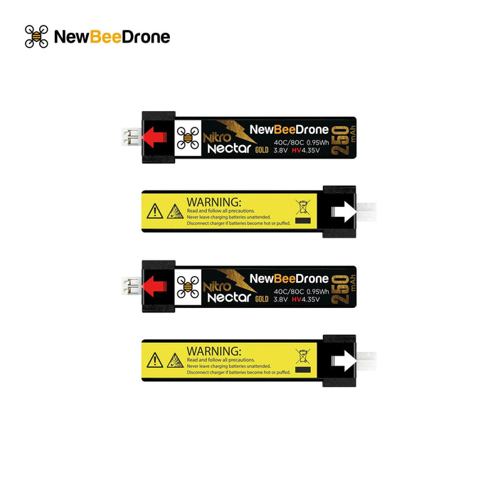 NewBeeDrone Nitro Nectar Gold 250mAh 1S HV LiPo Battery (4 Battery)