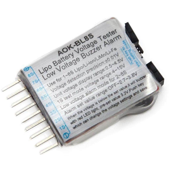 Quad Gas 1-8S LiPo Battery Checker Voltage Tester w/ Low Voltage Alarm