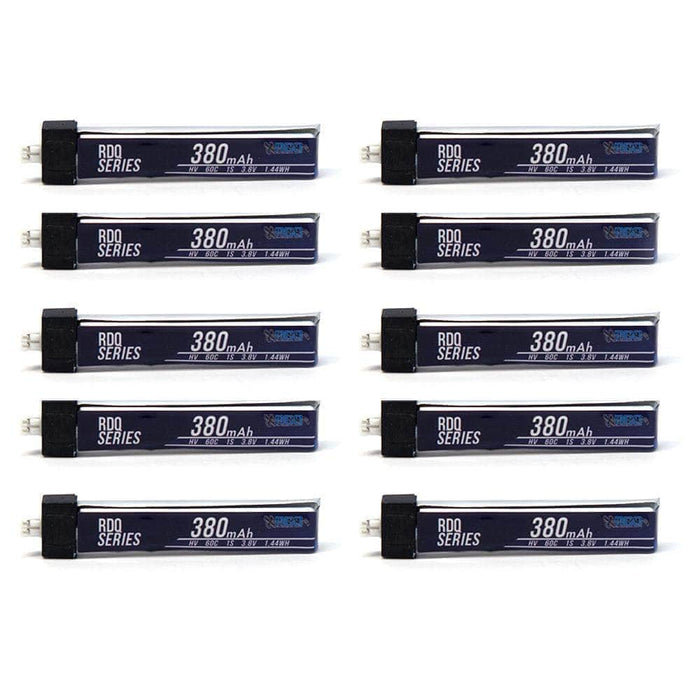 10 PACK of RDQ Series 3.8V 1S 380mAh 60C LiHV Whoop/Micro Battery - PH2.0 Plastic Head
