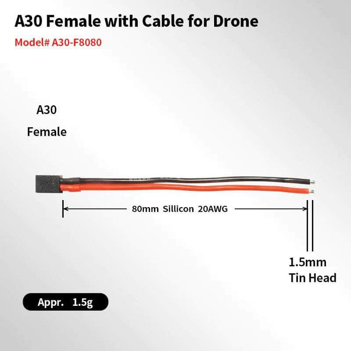 Gaoneng GNB Pigtail A30-F 20AWG 80mm - 5 Pack
