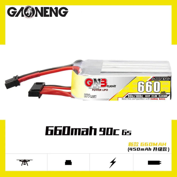 Gaoneng GNB 22.8V 6S 660mAh 90C LiHV Micro Battery (Long Type) - XT30