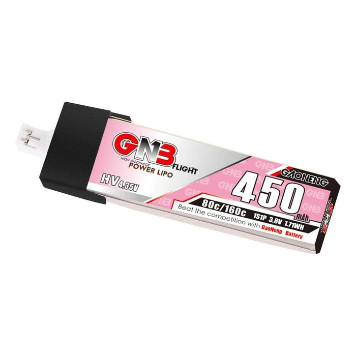 Gaoneng GNB 3.7V 1S 450mAh 80C LiHV Whoop/Micro Battery w/ Plastic Head - PH2.0