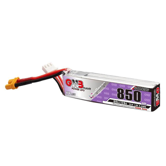 Gaoneng GNB 7.6V 2S 850mAh 60C LiHV Micro Battery (Long Type) - XT30