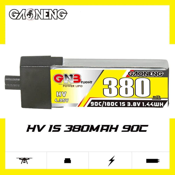 Gaoneng GNB 3.8V 1S 380mAh 90C LiHV Whoop/Micro Battery w/ Plastic Head - A30