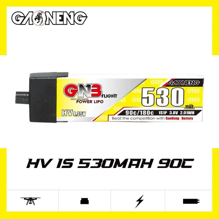 Gaoneng GNB 3.8V 1S 530mAh 90C LiHV Whoop/Micro Battery w/ Plastic Head - A30