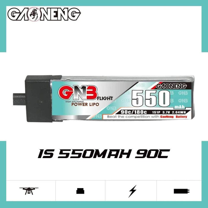 Gaoneng GNB 3.7V 1S 550mAh 90C LiPo Whoop/Micro Battery w/ Plastic Head - A30