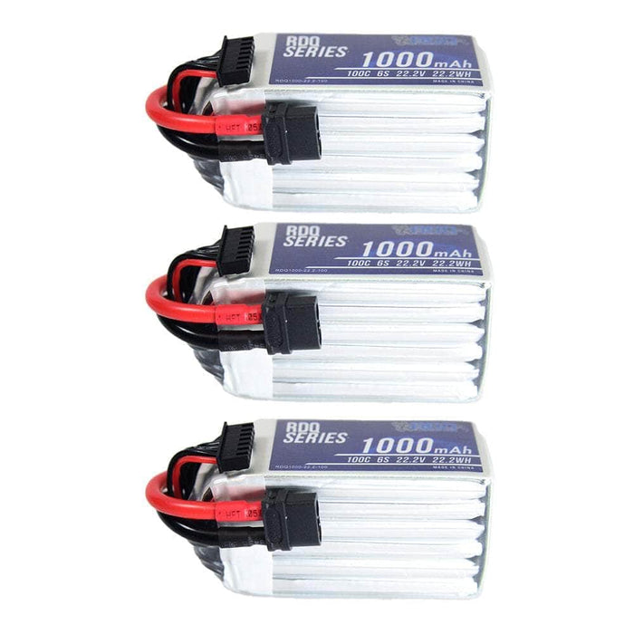3 PACK of RDQ Series 22.2V 6S 1000mAh 100C LiPo Battery - XT60