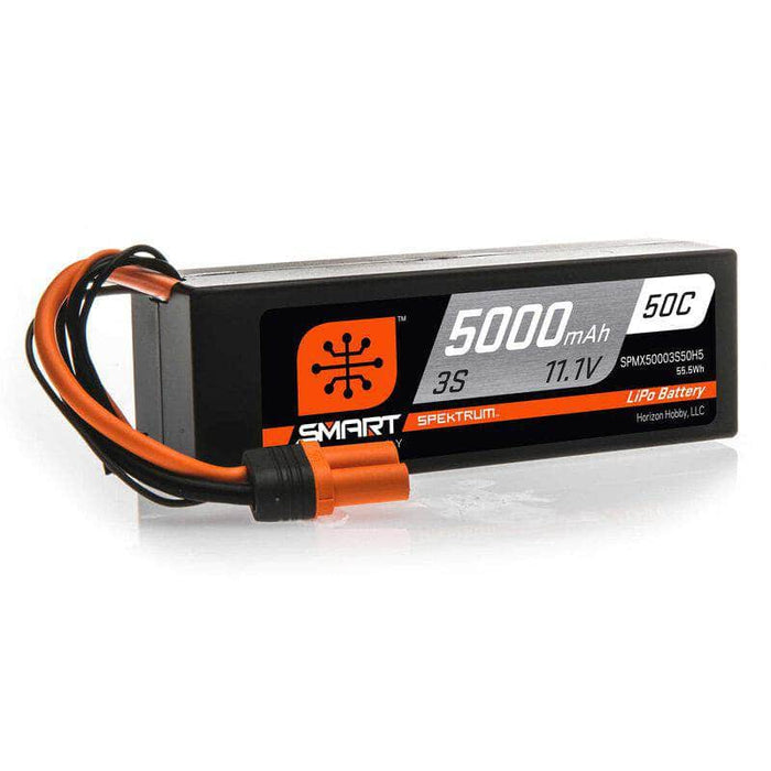 SPMX50003S50H5, Spektrum RC 3S Smart LiPo Hard Case 50C Battery Pack w/IC5 Connector (11.1V/5000mAh)