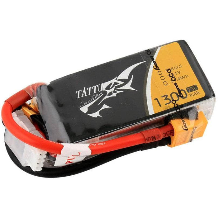 Tattu 11.1V 3S 1300mAh 75C LiPo Battery - XT60