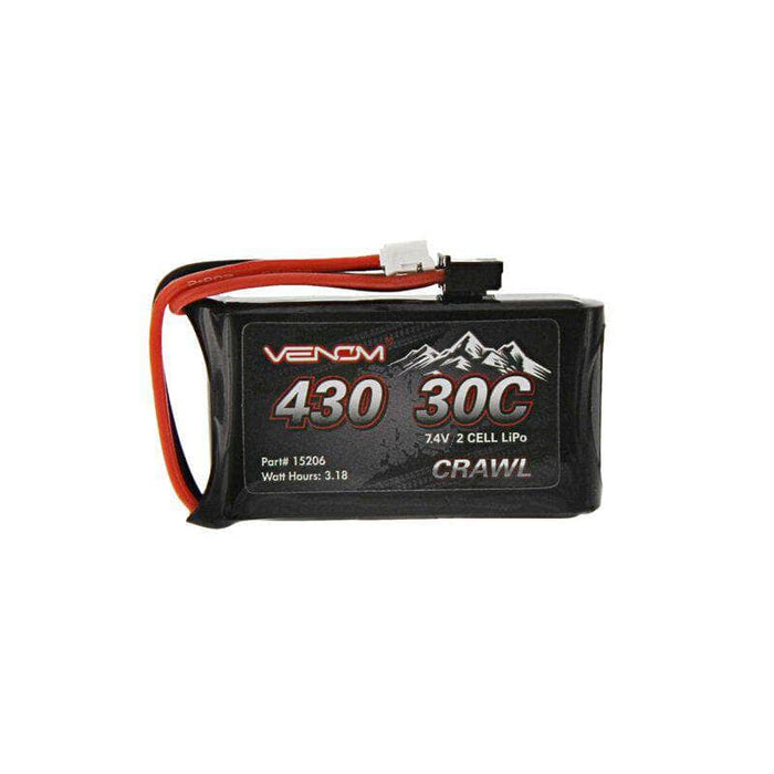 7.4V 430mAh 2S 30C LiPo Battery, JST-PH 2.0: SCX24