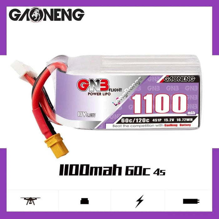 Gaoneng GNB 15.2V 4S 1100mAh 60C LiHV Battery - XT30
