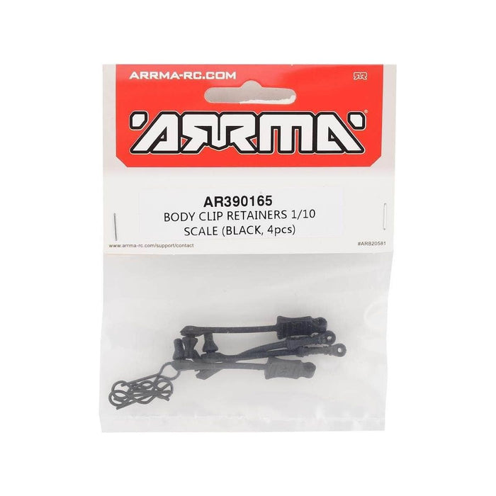 ARAC3445, AR390165, Arrma 1/10 Body Clip Retainer (Black) (4)