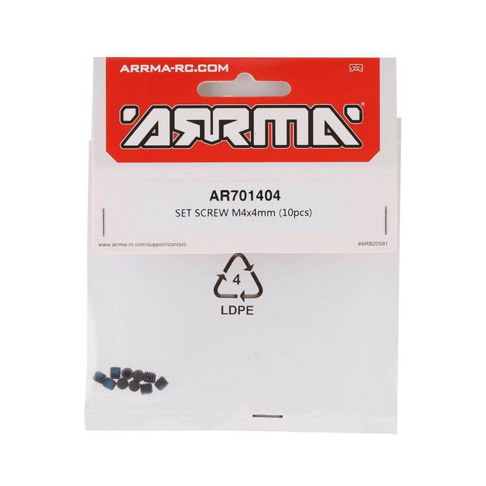 ARAC9826, Arrma 4x4mm Set Screw (10)