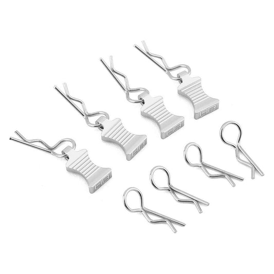 Caloosa Trains And Hobbies Hot Racing Parts & Accessories HRAAC03EZ08, Hot Racing 1/10 Aluminum EZ Pulls w/Body Clips (Silver) (4)
