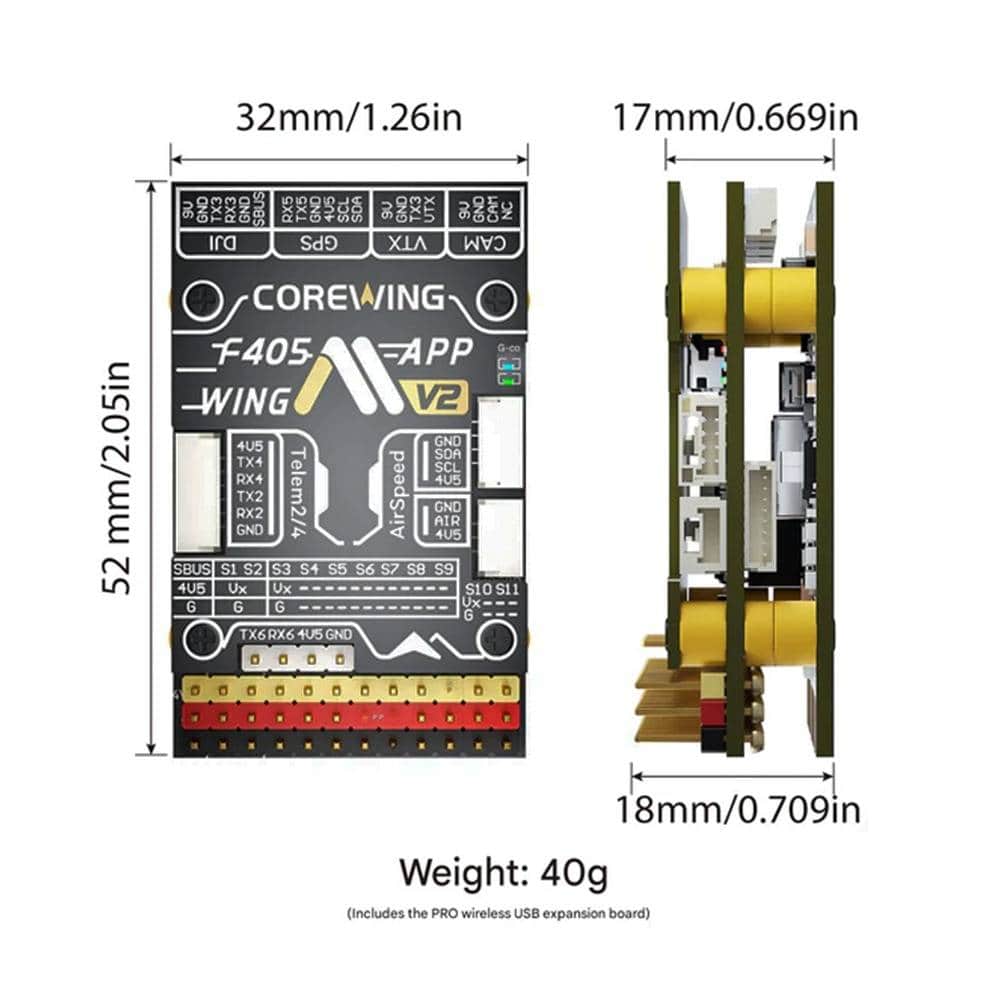 CoreWing FC CoreWing F405 Wing V2 Flight Controller Stack