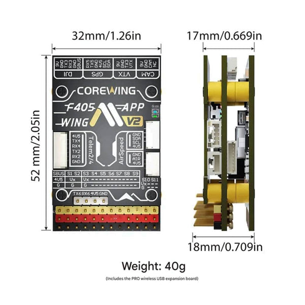 CoreWing FC CoreWing F405 Wing V2 Flight Controller Stack