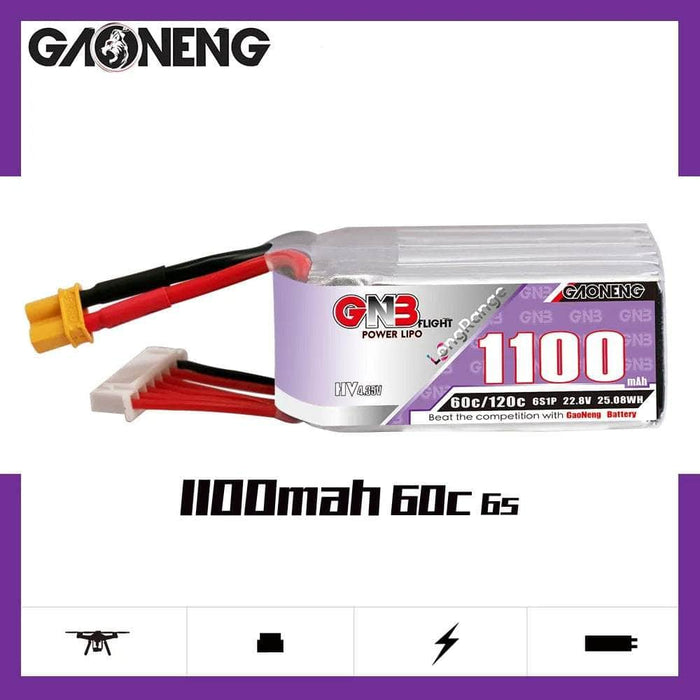 Gaoneng GNB 22.8V 6S 1100mAh 60C LiHV Battery - XT30