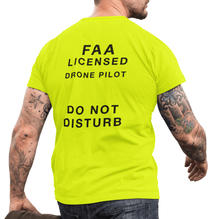 Safety Yellow FAA Licensed Drone Pilot T-Shirt by WREKD Co.