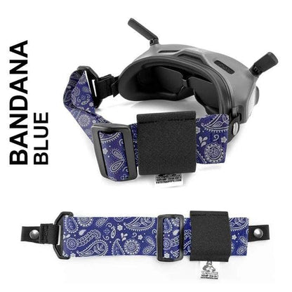 FATSTRAPS Goggle ACC HD Thin (Snap Loop) / Blue Bandana FatStraps 2" FPV Goggle Strap for Fatshark, Walksnail or DJI - Choose Your Style