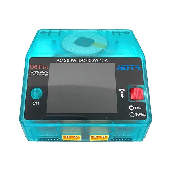 HOTA Charger Clear Blue HOTA D6 Pro 325W 15A 1-6S Dual Channel AC/DC Smart Charger w/ Wireless Charging - XT60