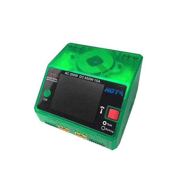HOTA Charger Clear Green HOTA D6 Pro 325W 15A 1-6S Dual Channel AC/DC Smart Charger w/ Wireless Charging - XT60