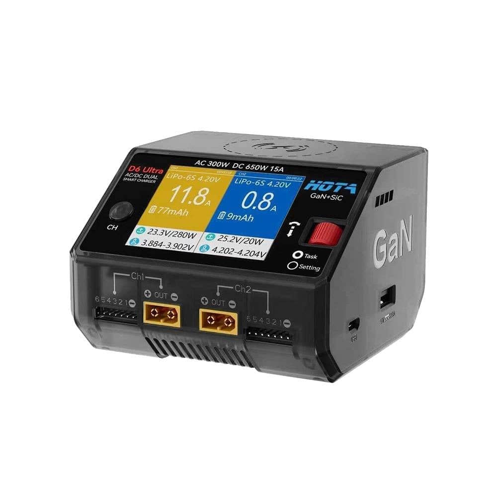 HOTA Charger Clear Black HOTA D6 Ultra GaN AC/DC Dual Channel Smart Charger