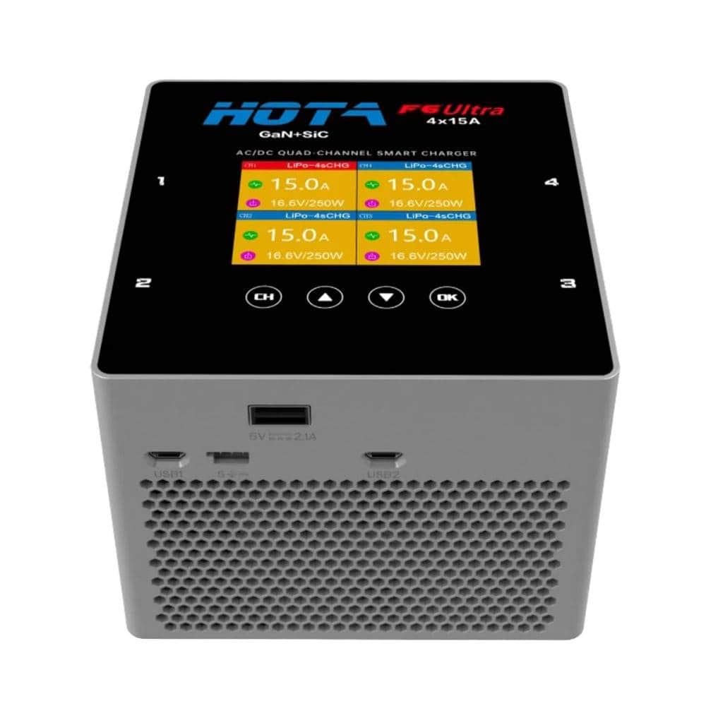 HOTA Charger HOTA F6 Ultra 1000W GaN 60A 1-6S Quad Channel AC/DC Smart Charger