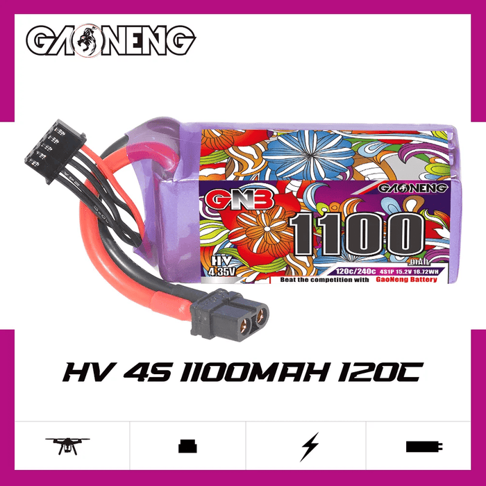 Gaoneng GNB 15.2V 4S 1100mAh 120C LiHV Battery - XT60