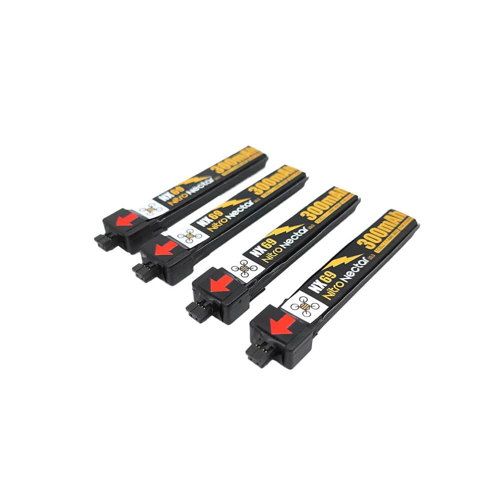 NEWBEEDRONE Battery NewBeeDrone Nitro Nectar 300mAh 1S 80C HV LiPo Battery (4 Pcs) - NX69