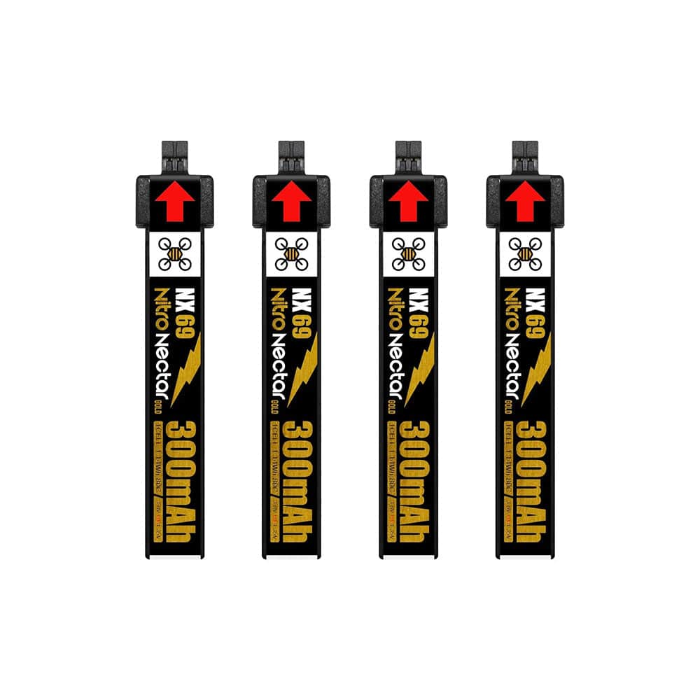NEWBEEDRONE Battery NewBeeDrone Nitro Nectar 300mAh 1S 80C HV LiPo Battery (4 Pcs) - NX69