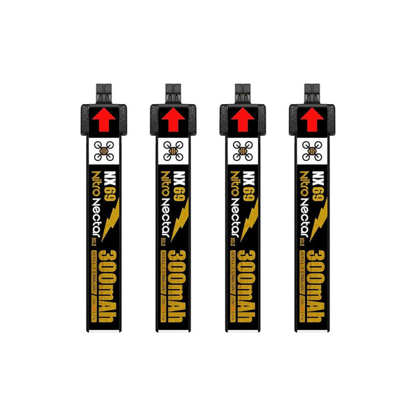 NEWBEEDRONE Battery NewBeeDrone Nitro Nectar 300mAh 1S 80C HV LiPo Battery (4 Pcs) - NX69