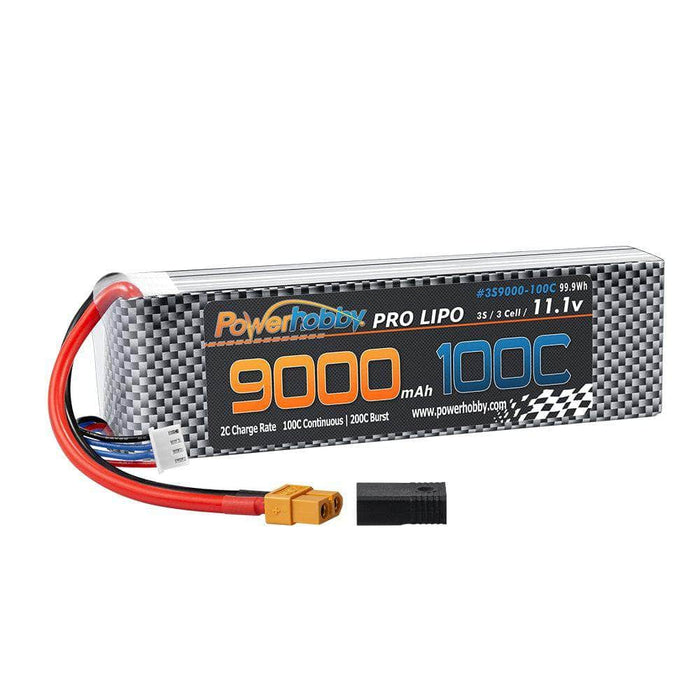 PHB3S9000100CXT60, 3S 11.1V 9000mAh 100C Graphene Lipo Battery w/ XT60 + Traxxas Adapter