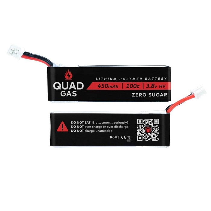 Quad Gas 1S 450mAh 100C Battery for Micro/Whoops (5pc) - Choose Connector