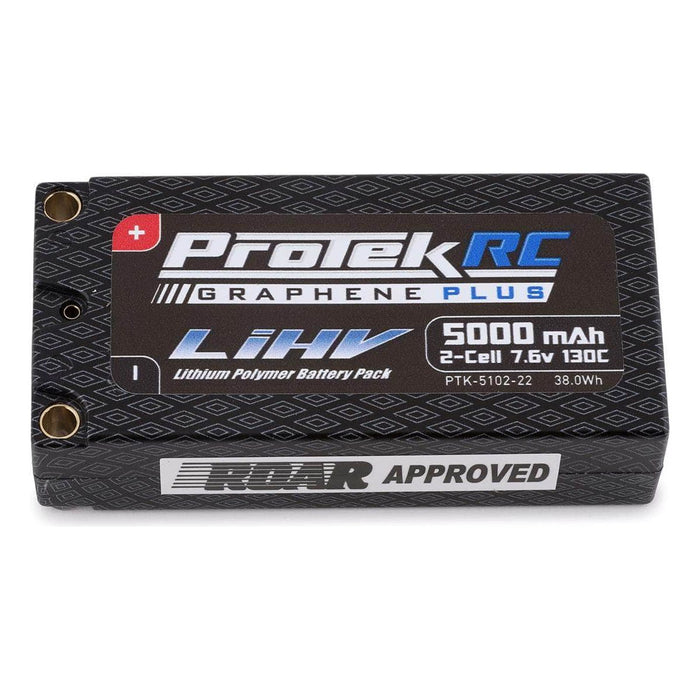 PTK-5102-22, ProTek RC 2S 130C Low IR Si-Graphene + HV Shorty LiPo Battery (7.6V/5000mAh) w/5mm Connectors (ROAR Approved)
