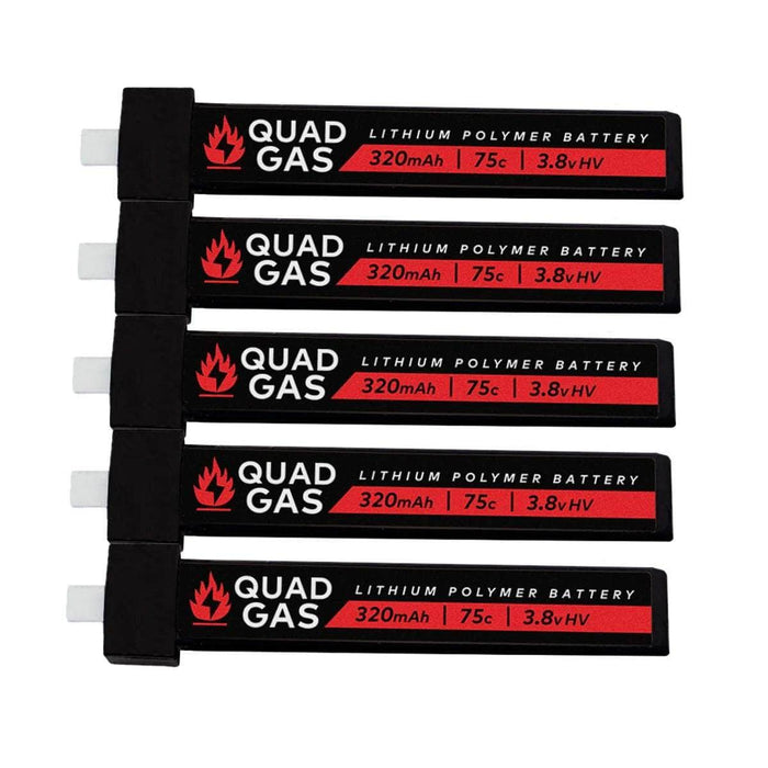 Quad Gas 1S 320mAh 75C Battery w/ BT2.0 for Micro/Whoops (5 pcs)