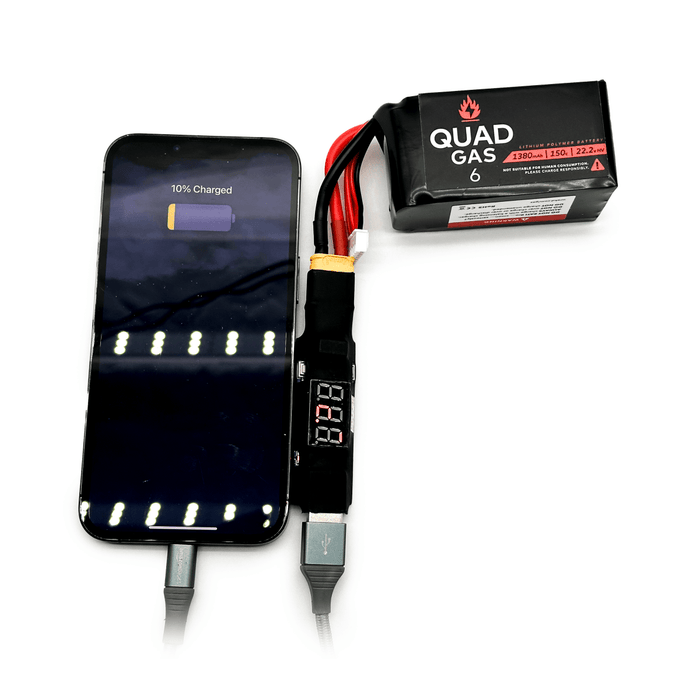 Quad Gas Weatherproof Phone Charger w/ Voltage Reader - XT60