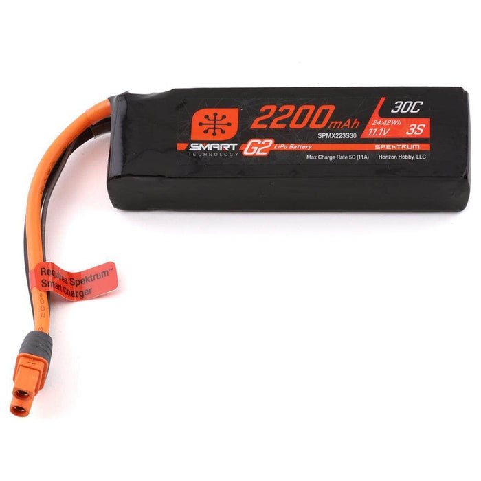SPMX223S30, Spektrum RC 3S Smart G2 LiPo 30C Battery Pack (11.1V/2200mAh) w/IC3 Connector