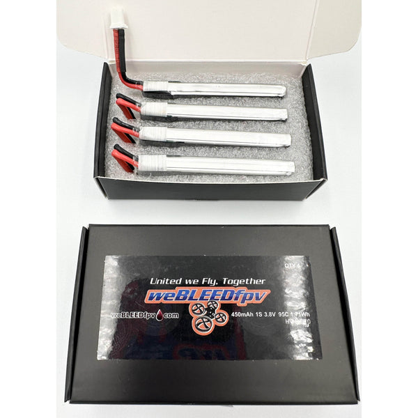 weBLEEDfpv BATTERIES & ACCESSORIES weBLEEDfpv 450mAh 1S BT2.0  LiPo Batteries
