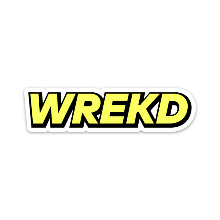 WREKD Logo 3.91" x 1" Sticker w/ White Trim