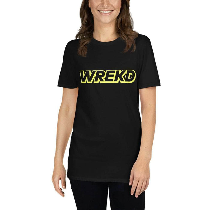 WREKD Yellow on Black Short-Sleeve Unisex Logo Tee