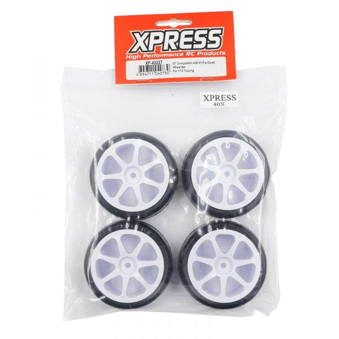 XP-40227, XPRESS Competition GT 40X V3 Pre-Glued Wheel Set For 1/10 Touring