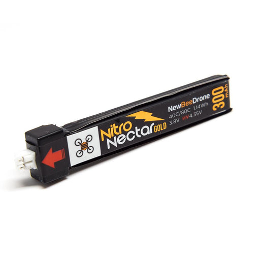 NewBeeDrone Nitro Nectar Gold 3.8V 1S 300mAh 40/80C LiHV Whoop/Micro Battery - PH2.0 Plastic Head - RaceDayQuads